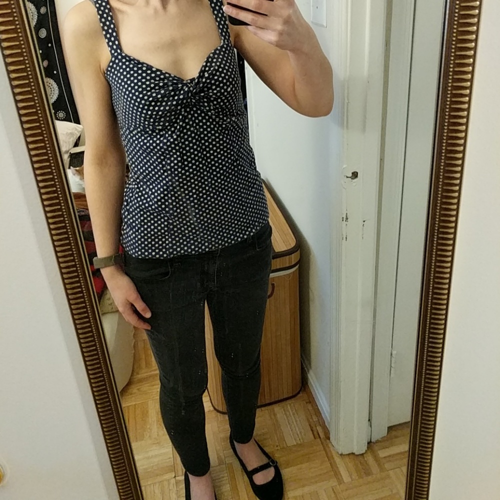 Anthropologie Postmark Navy Polka Dot Strappy Tank